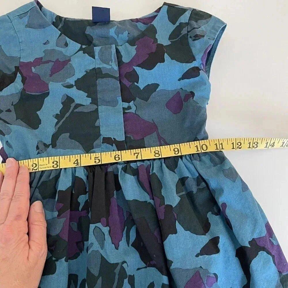 Gap Girls 4-5 Dress Blue Camo 100% Cotton Poplin Lined Short Sleeve EUC Summer